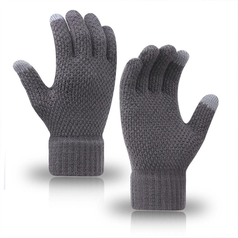 Thick Men Knitted Gloves Windproof Cold Proof Mittens Leisure Warm Gloves  for Outdoor Travel