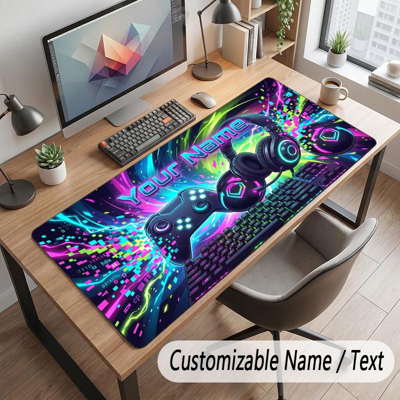 City Cyberpunk Theme Customized Mouse Pad Personalized Print Name Text Desk Mat For Home Office Table Decor
