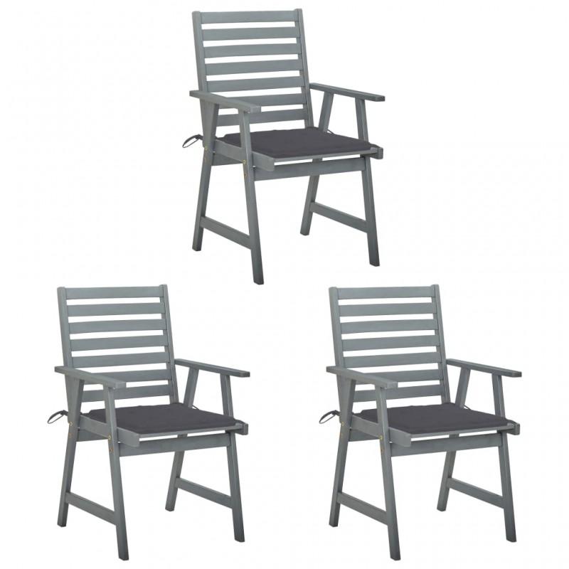 Day and Night - Day and Night Garden Dining Chairs 3 Units Solid Acacia Wood and Cushions