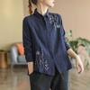 Cotton Women's Shirt Embroidery Elegant Blouse Long Sleeve Top Vintage Clothing Button Up White Shirts Ladies Office Outfit