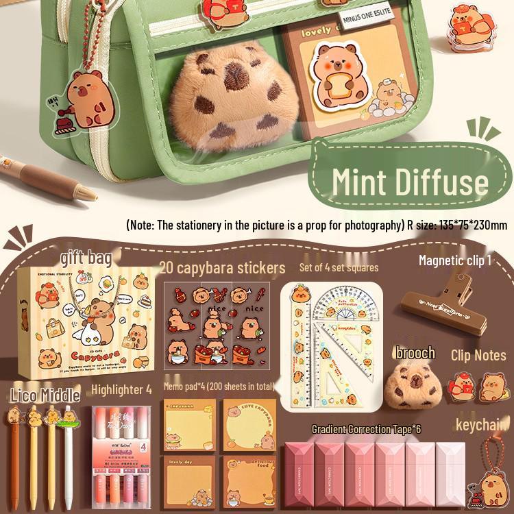 Capibara Velkokapacitní Průhledné Pouzdro na Tužky Odolné Proti Nečistotám, Roztomilé a Stylové pro Studenty Středních Škol