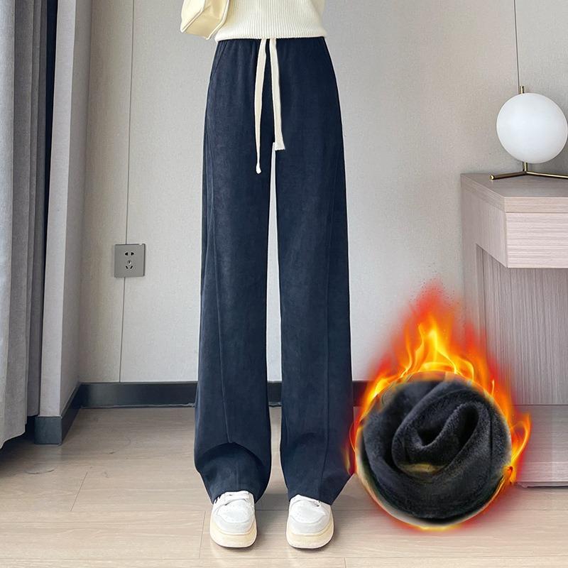 

Женские вельветовые брюки из бархата, осенне-зимние, для пешего туризма, теплые, на открытом воздухе, с высокой талией, прямые, широкие брюки с карманами 2XL темно-серого