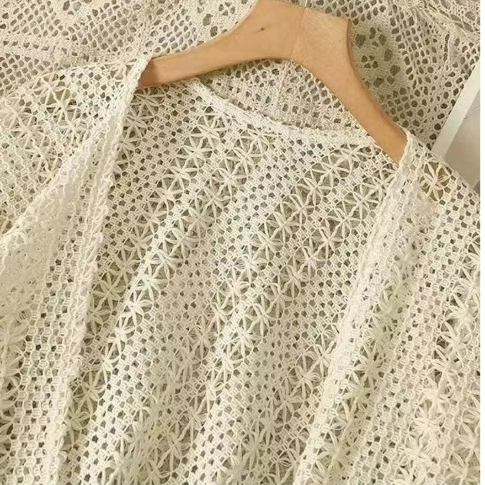 Tassel Hollowed-out Knitwear Bohemian Ethnic Style Ladies' Crochet Shawl Sunscreen Beach Wear Vacation Style Shawl Summer Season