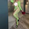 Embellished Sexy Lingerie Mesh Bodysuit Long-Sleeved Tight-Fitting Nightgown