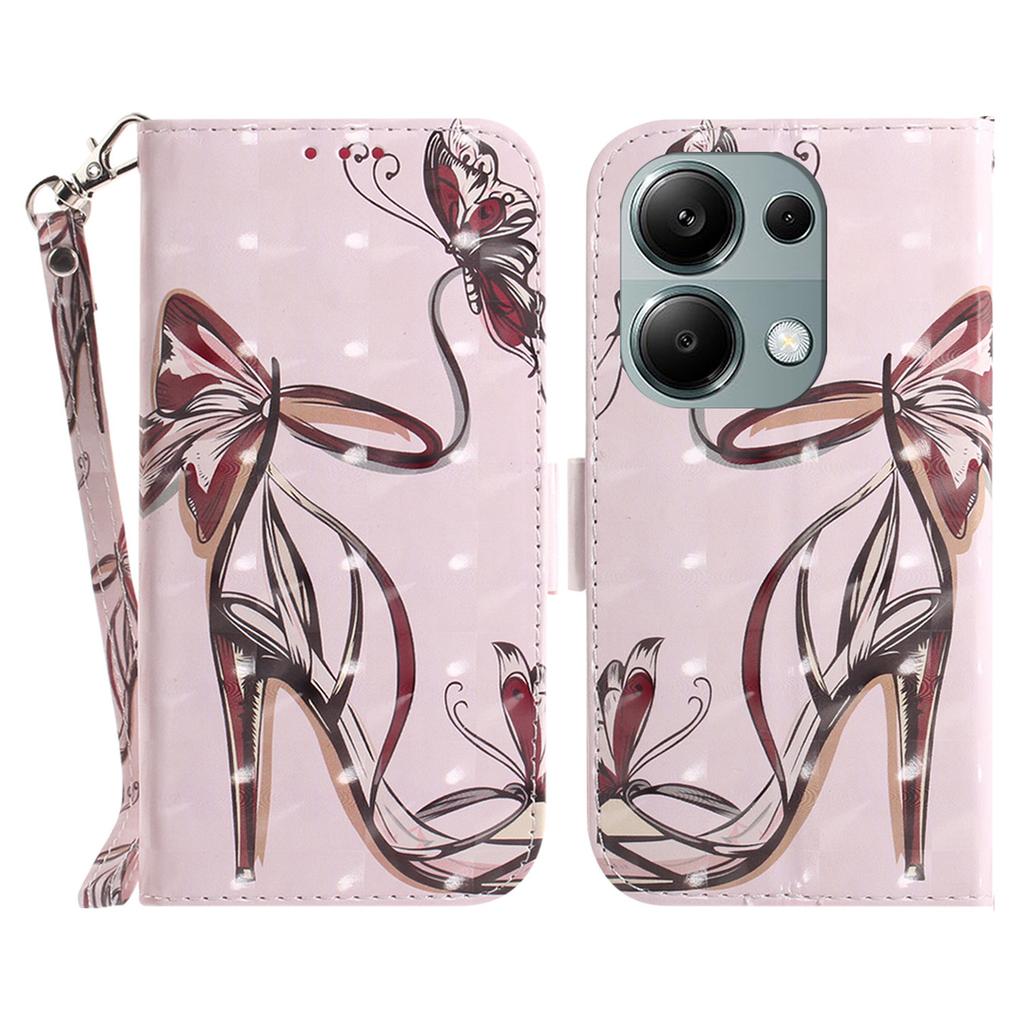 For Xiaomi Redmi Note 13 Pro 4G/Poco M6 Pro 4G Case Wallet Pattern Printed Leather Cover with Strap