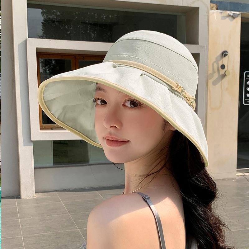 Summer Sun Protection Bucket Hat With Wide Brim For Women Outdoor Casual Fashion