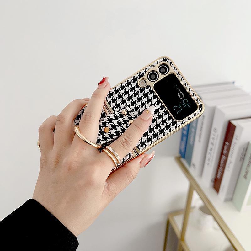 Samsung Galaxy Z Flip3/4 Electroplated Plaid Ring Buckle Case