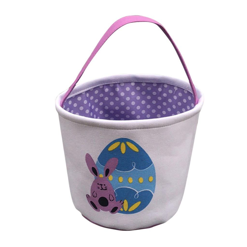 Easter Basket Holiday  Bunny Printed Canvas Gift Carry Candy Bag