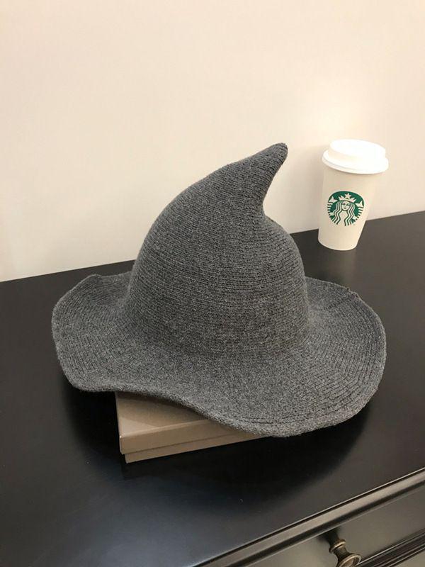 Temperamental Big Brim Witch Hat - Knitted Halloween & Christmas Style for Women