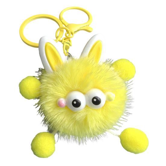 Cute Plush Fur Ball Keychain Unique Briquette Pendant Novelty Fluffy Keys Bag Charm Trendy Bag Accessory