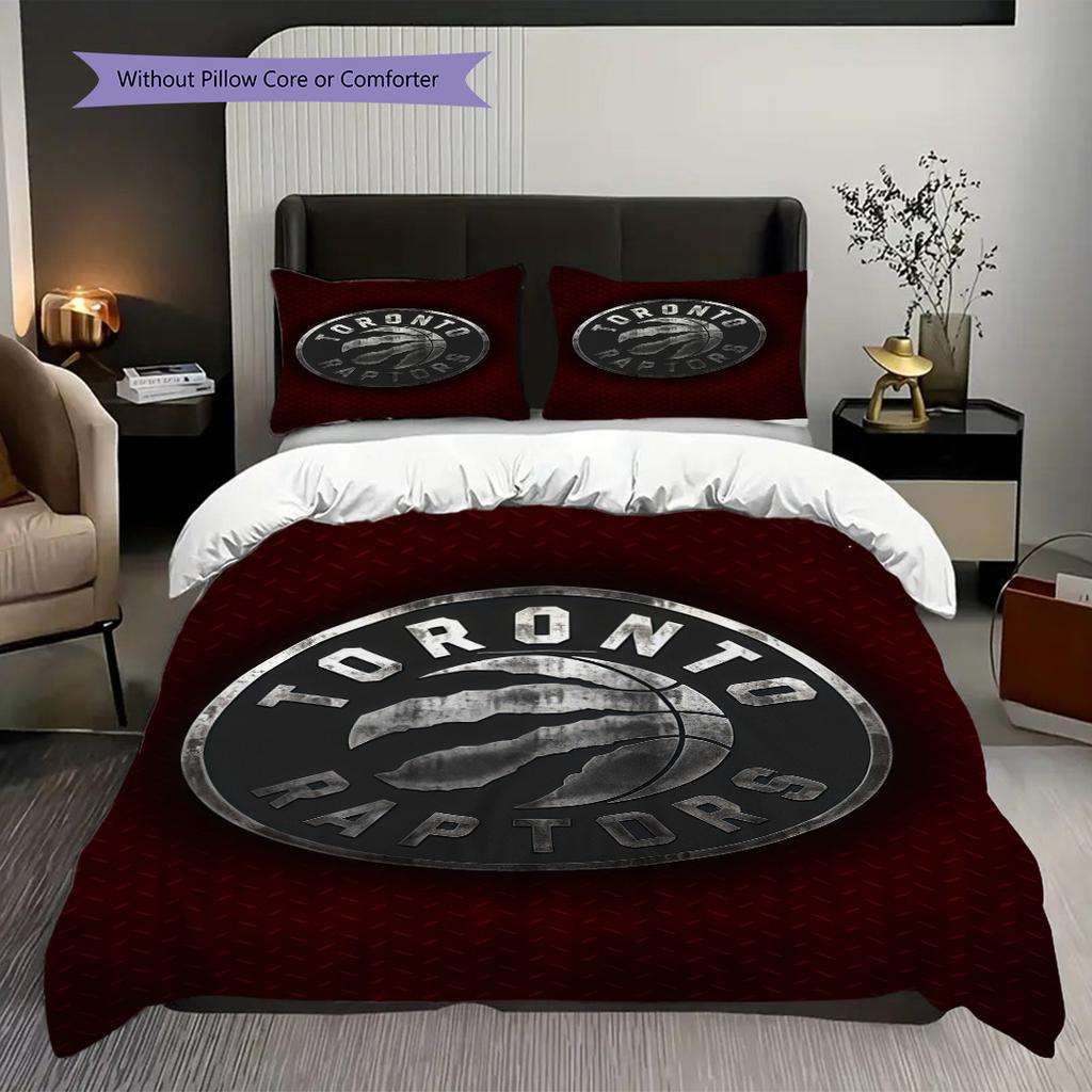 Toronto Raptors Basketball Spirit Three-piece Set(1 * Duvet Cover + 2 * Pillowcase, Without core)Duvet Cover and Pillowcase Soft and Comfortable