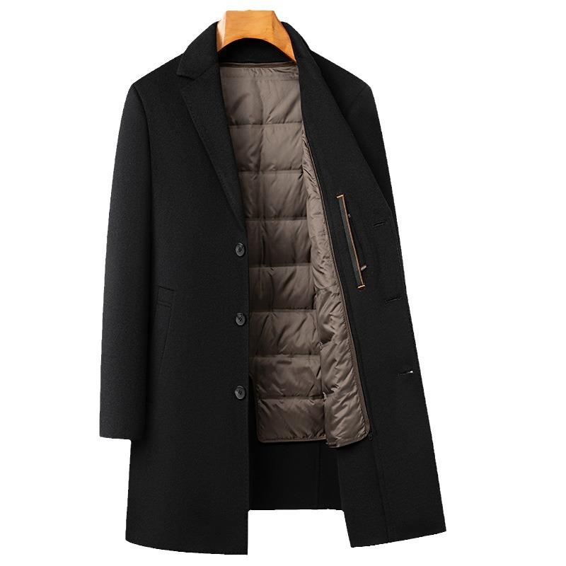 Herbst und Winter Mittel- und Langmantel Reverskragen Jugend Business Durchstarten Weiße Gänsedaunen Futter Beidseitige Tweedjacke