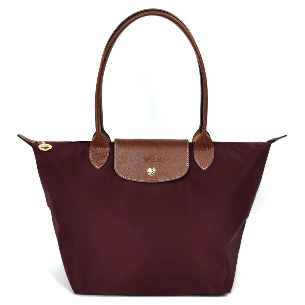 Longchamp Le Pliage Logo Snap Closure Recycled Polyamide Canvas Shoulder Bag Medium Women Shoulder Bag Burgundy 2605089P87