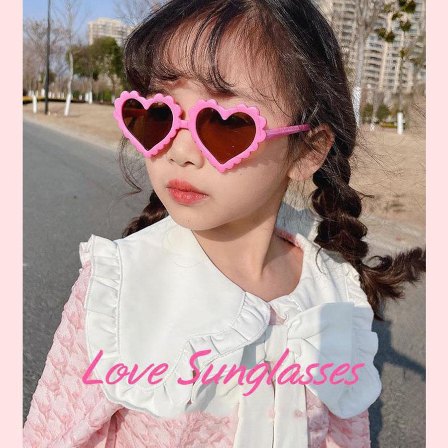 New Children Love Sunglasses Fashion Baby Sun Glasses Cute Girl Alien Peach Heart Decorative Glasses Uv400