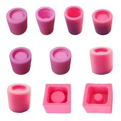 Moule en silicone pour bougeoir cylindrique 3D, fait à la main, pour bougie chauffe-plat, pour fabrication de savon, d'argile, pour décoration de mariage ou de maison