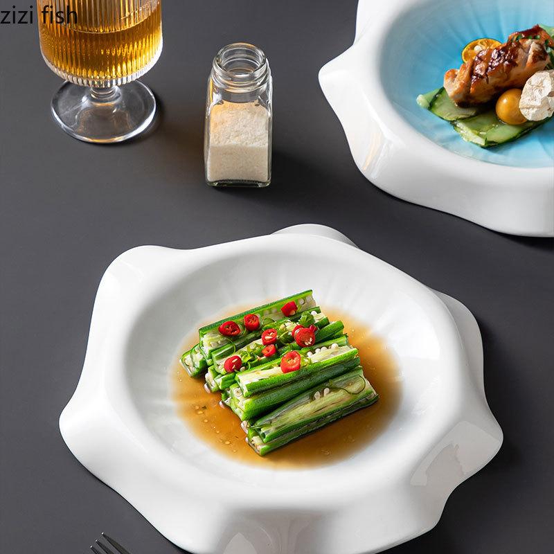 Irregular Ceramic Dining Plate Western Steak Plates Pasta Dish Dessert Bowl Sashimi Plates Sushi Plate Dim Sum Dish Fruit Bowl