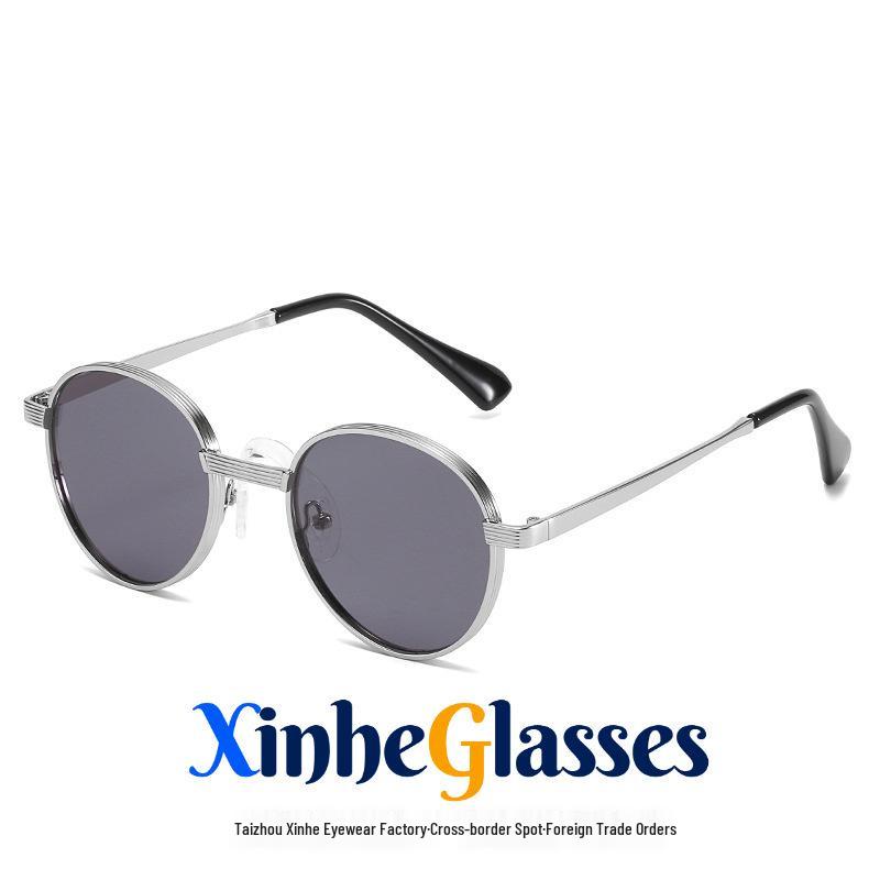 2058 Retro Small Round Frame Metal Sunglasses for Women
