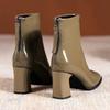 Women's High Heelded Boots Quality Patent Leather Short Boot Fashion Casual Ankle Boots for Women Square Toe Design Women Boots