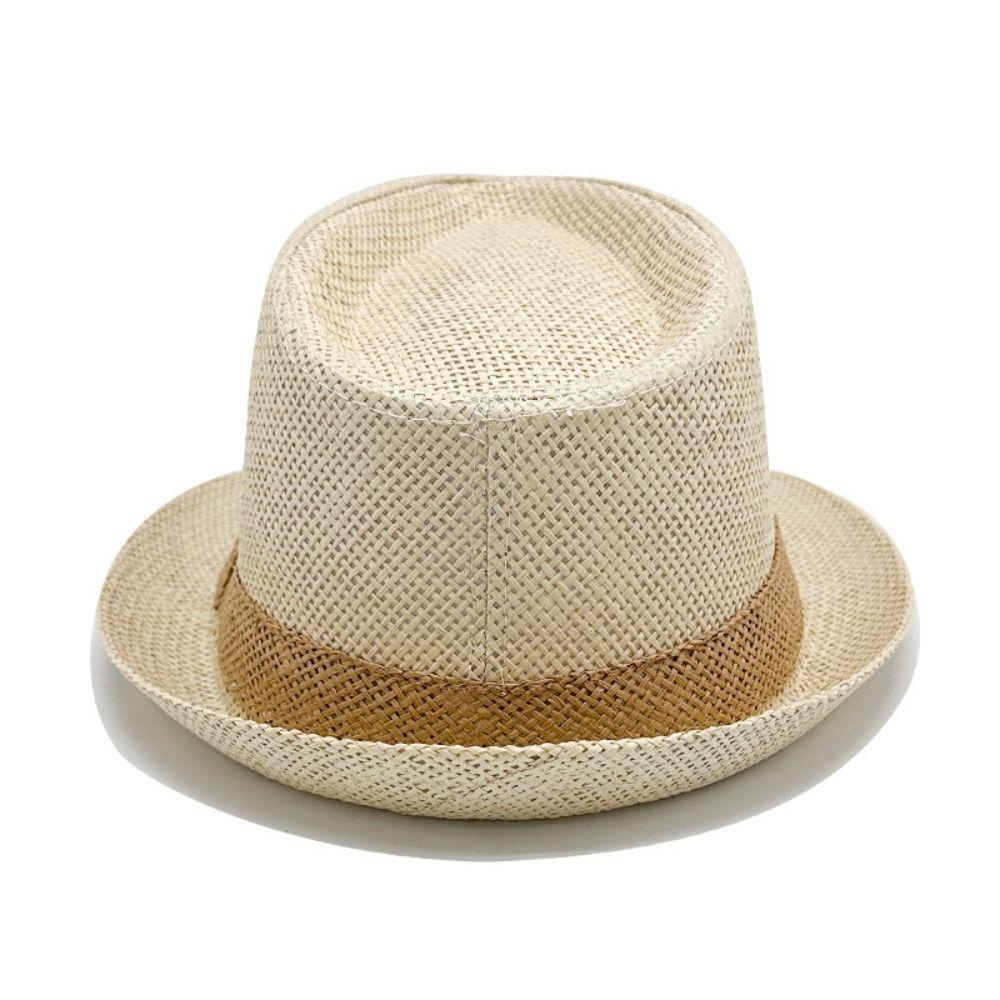 Vintage Cowboy Jazz Cap Wide Brim Panama Cap Elegant Men Straw Hat  Holiday