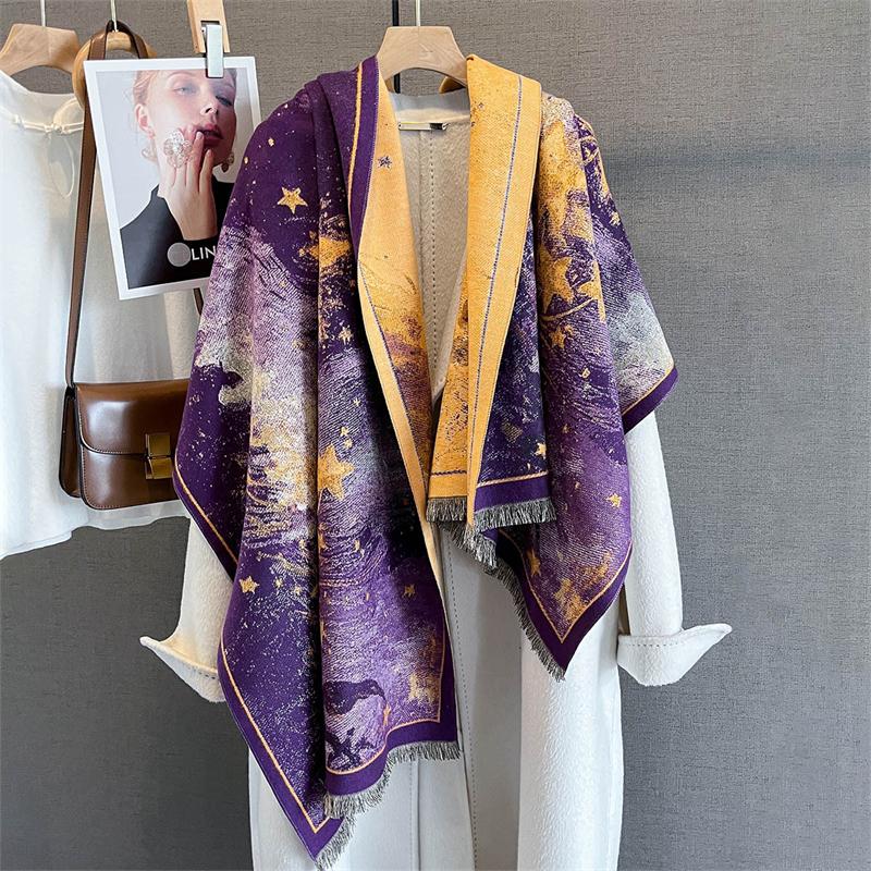 Winter Warmer Kaschmirschal für Damen Luxusdruck Pashmina Schal Wickeltuch Halstuch Damen Bufanda Echarpe Design Stirnband