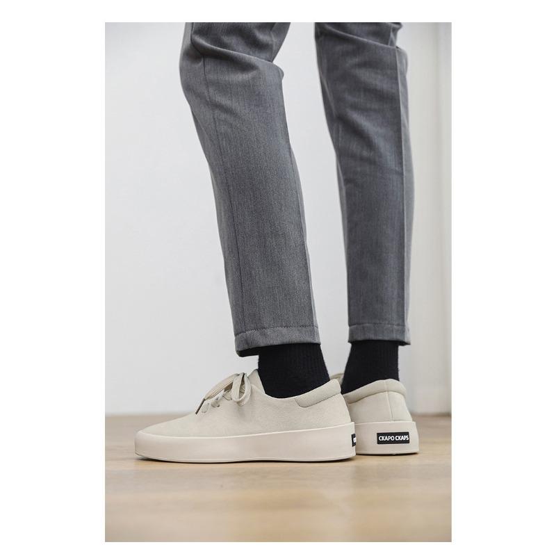 Men's Suede Platform Casual Shoes Lace-up Lightweight Soft Sole Walking Shoes
