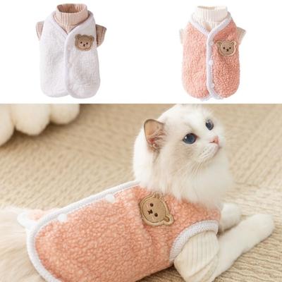 Cute Bear Plush Dog Vest Warm Sweater Coat Set New Cat Sweatshirt  for Small Medium Dogs