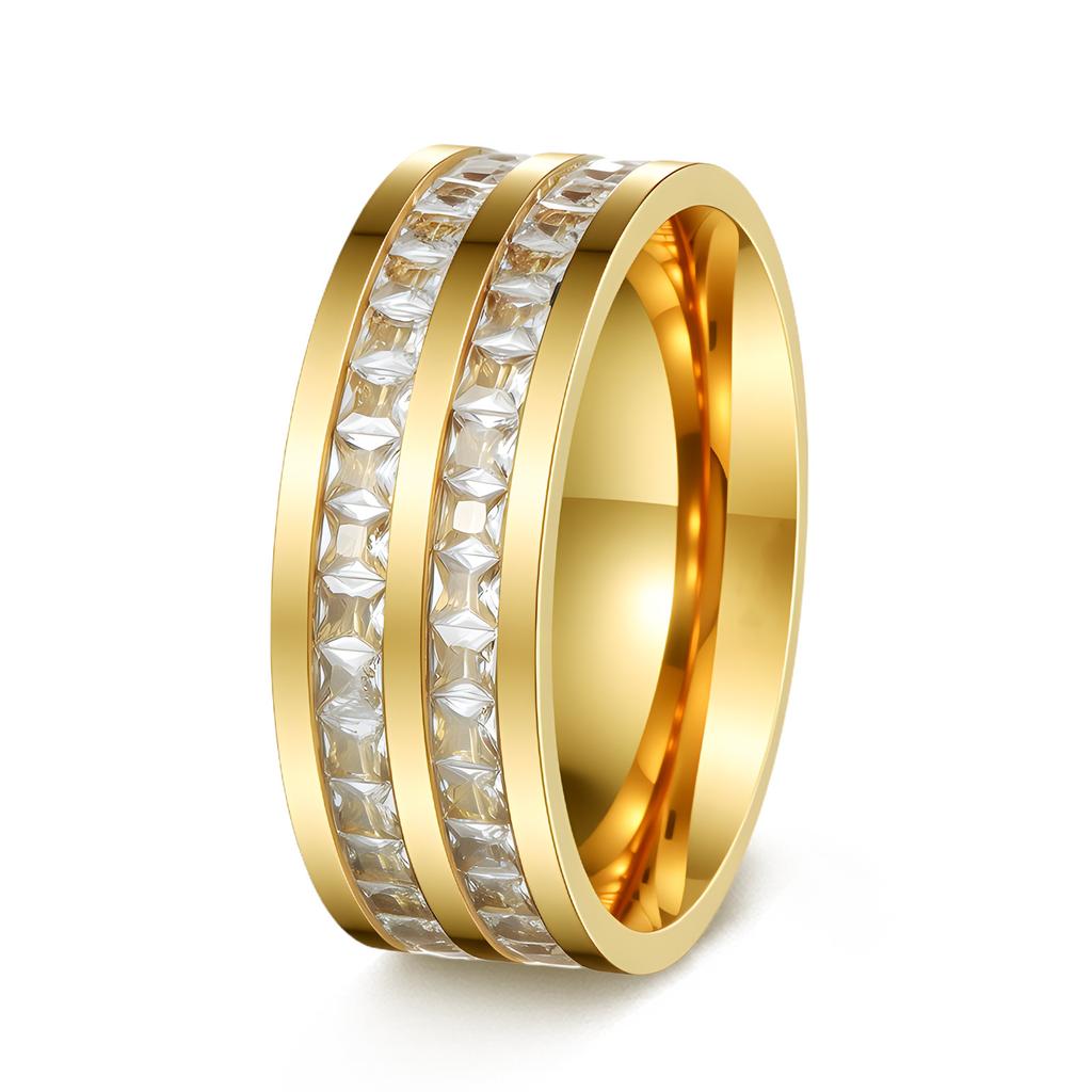 Small Square Zirconia Titanium Steel Baby's Breath Ring Popular Jewelry Fashion Ring