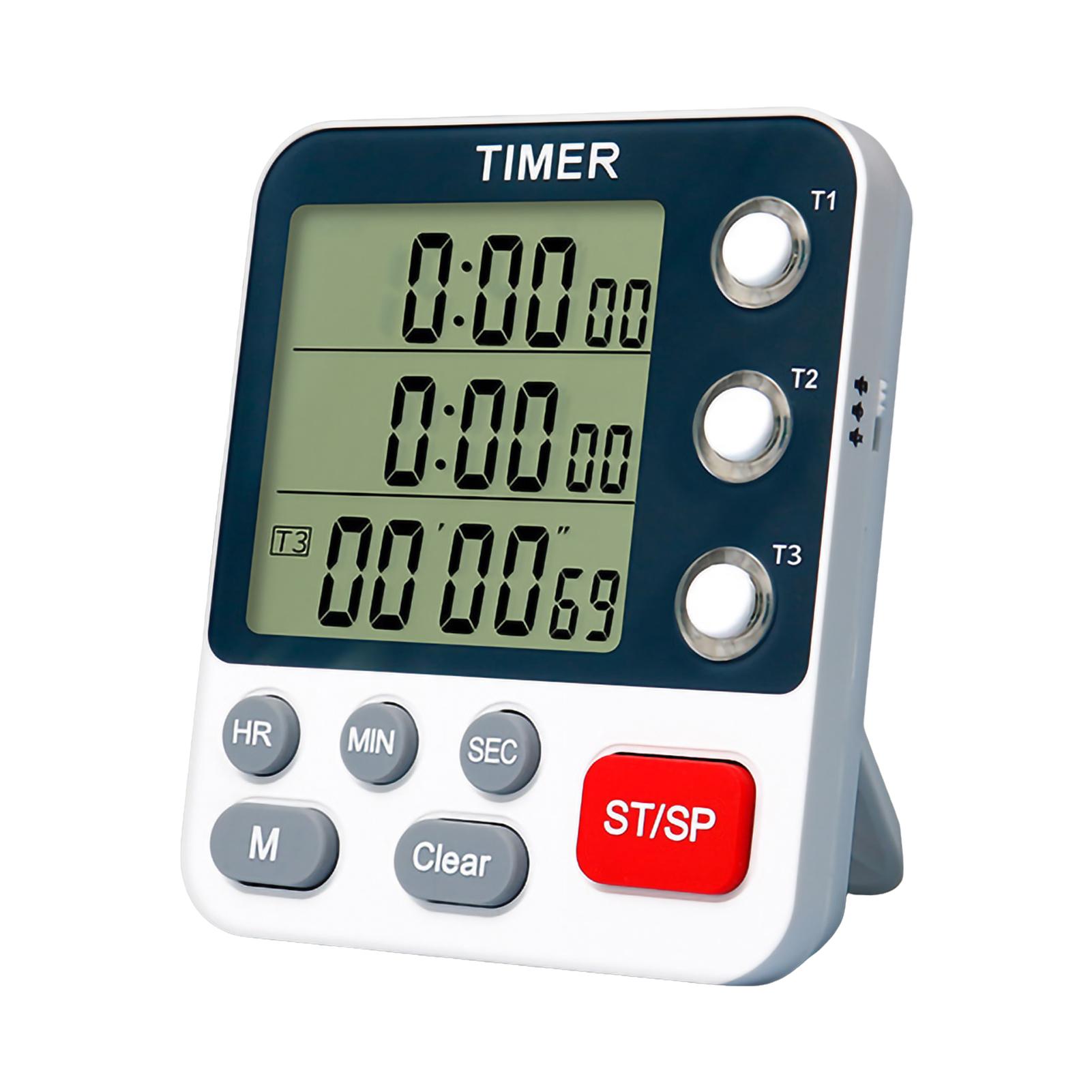 

1 шт. Кухонный таймер 3 канала обратный отсчет цифровой таймер 3 уровня громкости будильник ЖК-дисплей беззвучный мигающий таймер для приготовления пищи