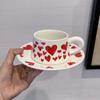Korean Style Heart Ceramic Cup Dish Sets for Women New High Aesthetic Handle Coffee Mugs Exquisite Afternoon Tea Dessert Dish