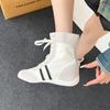 Dexun Schuhe Damen 2025 neue beliebte Mode atmungsaktive High-Top-Schuhe hochwertig flache Sohle leicht bequem coole Stiefel