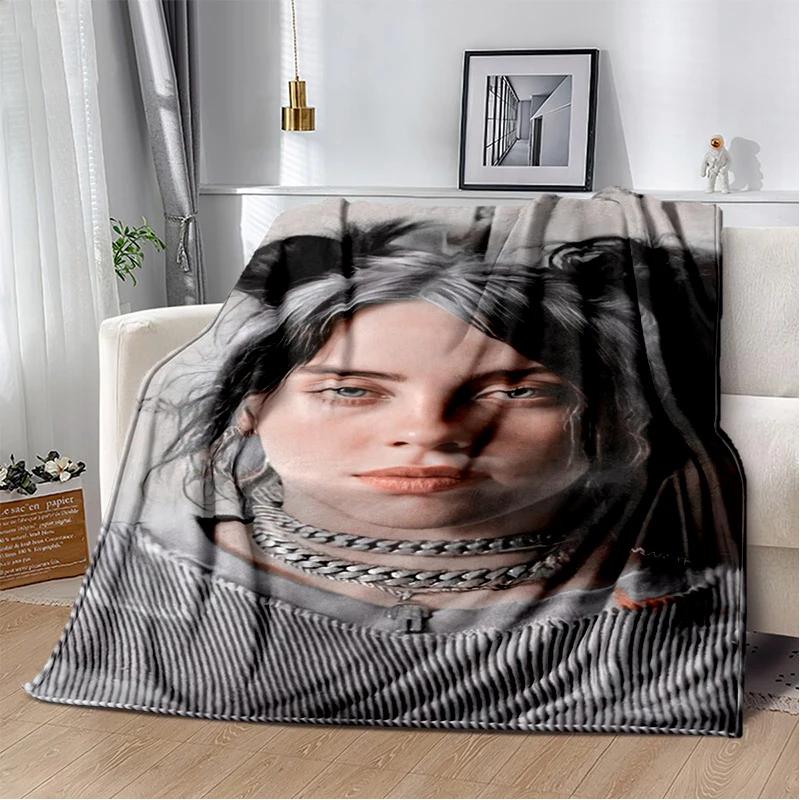 3D Hit Me Hard and Soft Billie Eilish Zpěvačka Měkká flanelová deka na postel, ložnici, pohovku, piknik, přehoz na přikrytí, dárek pro děti