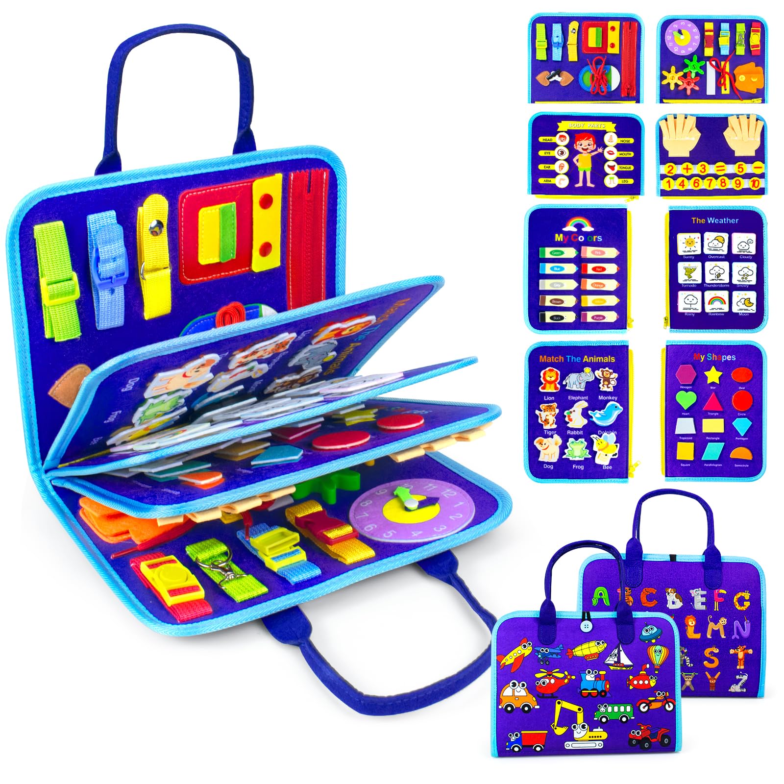 

Montessori Busy Board, Educational Fabric Toy, Stringing Cloth Picture Book, Dressing Practice, Daily Habits, Fingertip Training, Developmental,