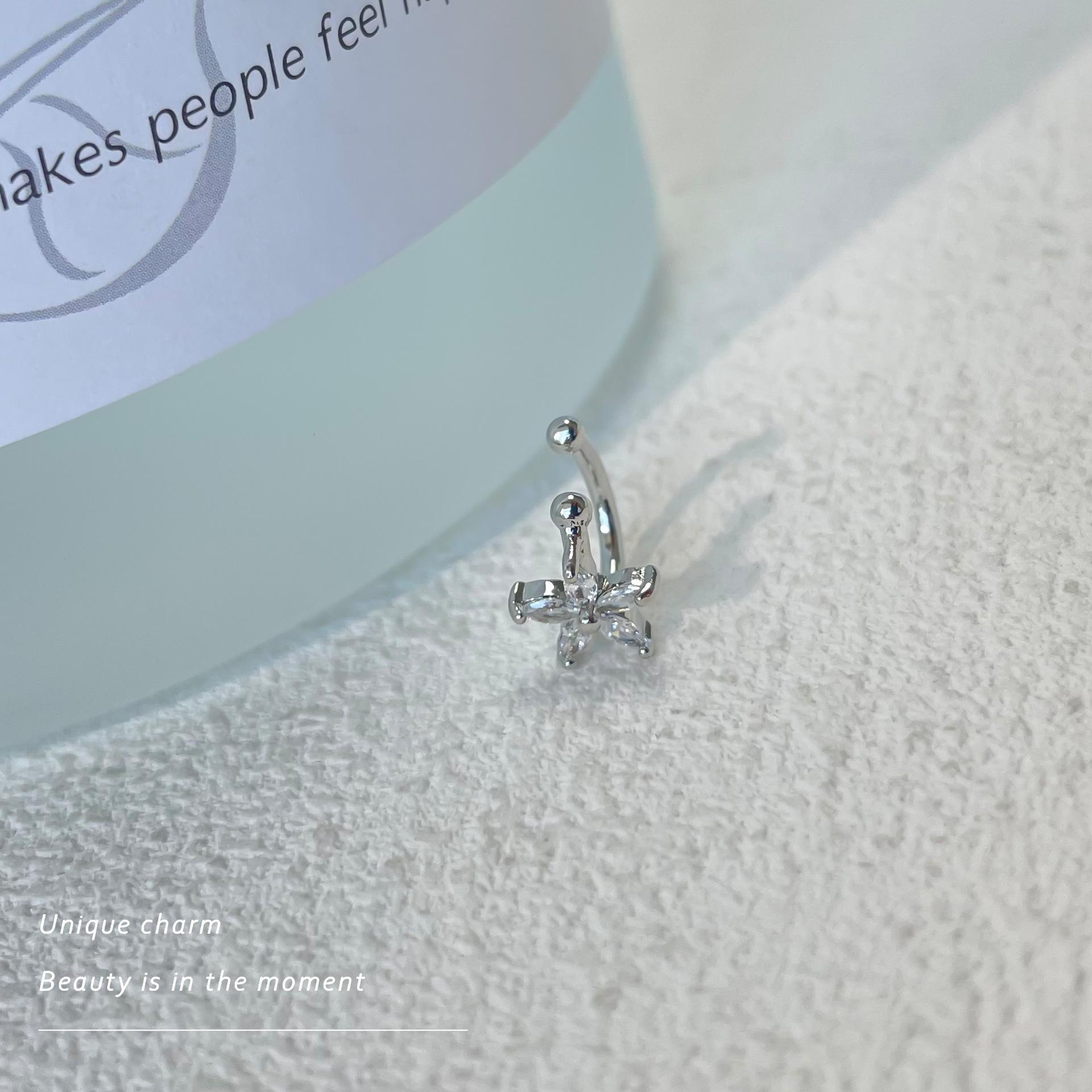 

1 пара каффов для ушей с декором из стразов в виде цветка, медная бижутерия, День святого Валентина, Мама, Мать, День матери, Подарок 1 pair