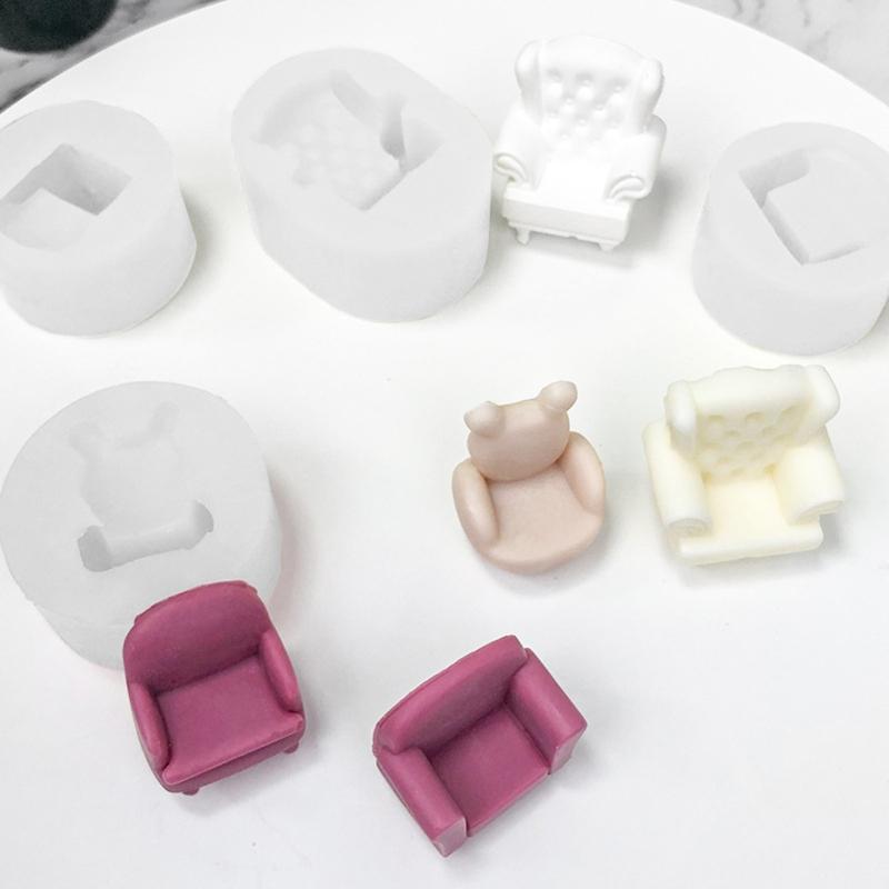 Mini Sofa Chair 3D Silicone Mold Flexible Candle Wax Soap Making Mould DIY Craft for Make Chocolates Hard Candy Dessert