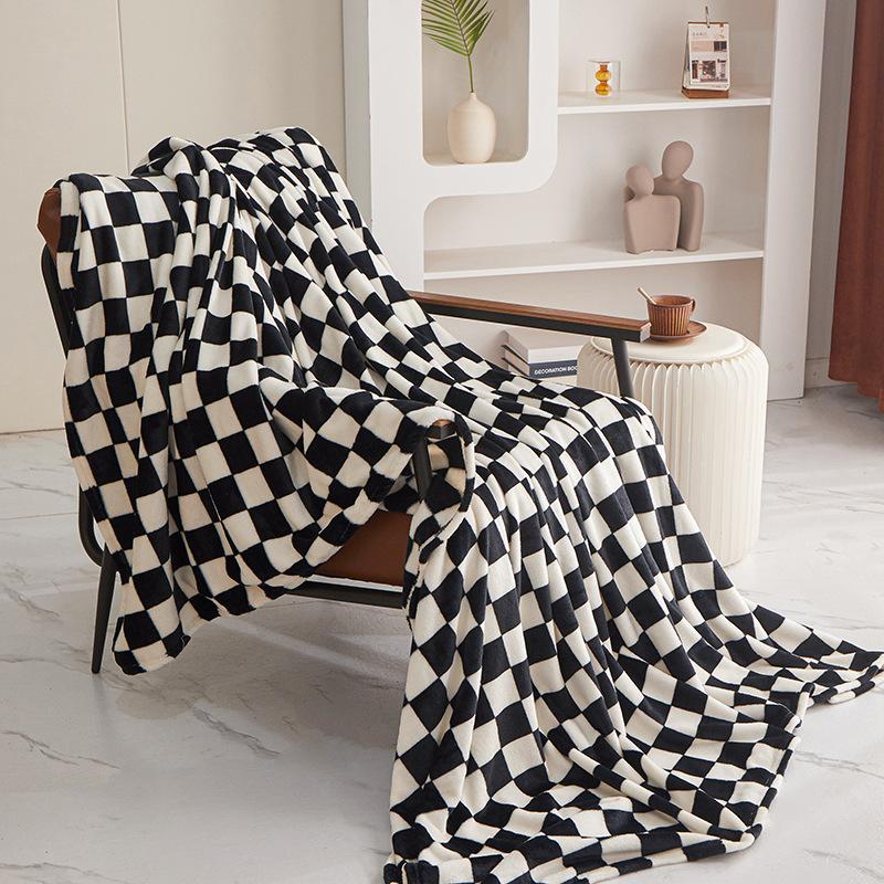 Checkerboard Flannel Fleece Throw Blanket Soft Warm Plaid Cover for Sofa Bed Nap