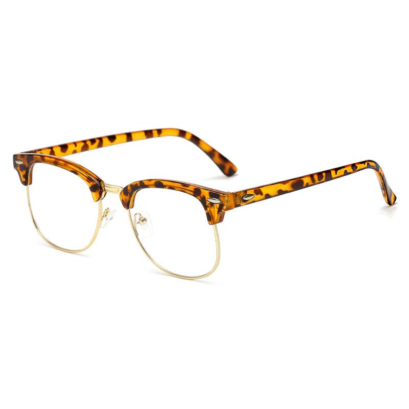 Half-frame rice nail frame anti-blue flat light glasses men's and women's goggles can be equipped with myopia glasses frame literary style
