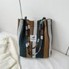 Striped Canvas Tote Bag 2023 Fall Fashion Large Capacity Casual Shoulder Bag