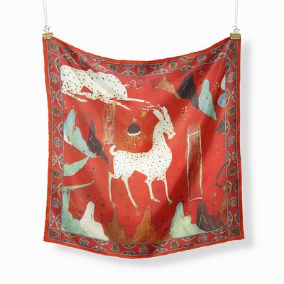 53cm Luxus Neunfarbiges Hirsch Quadratisches Tuch Markendesign Luxus Seide Damen Schal Bandana Stirnband Mode Hijab Halstuch