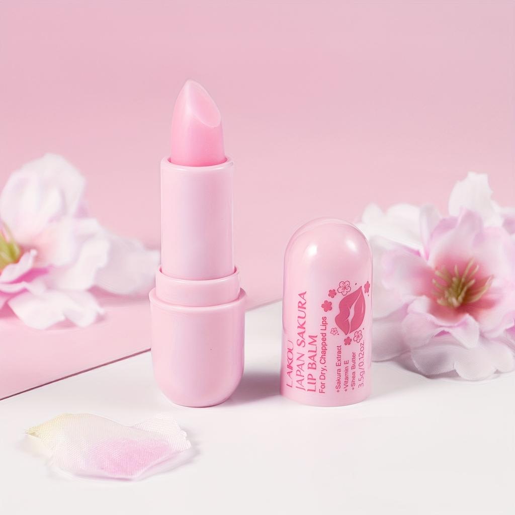 Japanischer Kirschblüten-Lippenbalsam, Reich an Kirschblüten-Essenz, Tiefenwirksam feuchtigkeitsspendend, Lang anhaltende Hydratation, Vitamin E, Fruchtiger Lippenstift
