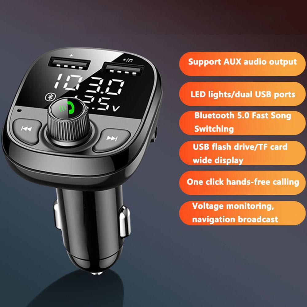 მანქანის Mp3 პლეერი ორმაგი USB სწრაფი დამტენი Fm Bluetooth მიმღები Bluetooth თავსებადი 5.0 Fm გადამცემი USB Flash Drive Plug Car Kit