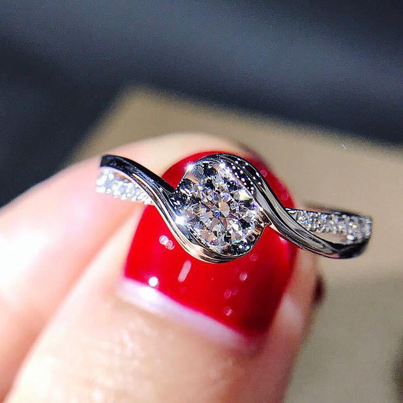 CopperRing White Cubic Zirconia Fashion Versatile Accessories for Women High Quality New Jewelry