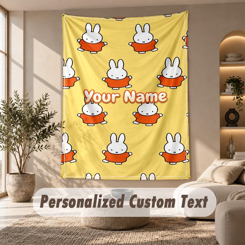 Miffy Tapestry, Personalized Custom Text, Wall Hanging Tapestry For Living Room Home Wall Decor