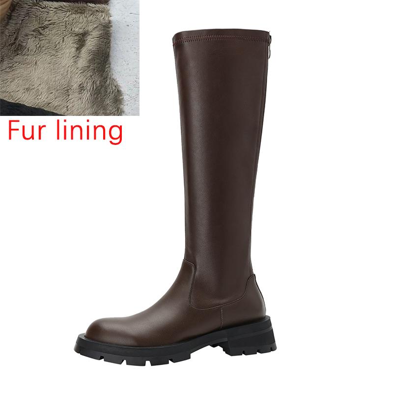 

Мода 2025 Осень Зима Новые Женские Высокие Сапоги Рыцарские Сапоги Круглый Носок Женские Сапоги Толстый Каблук До Колена Ручная Работа Женская Обувь на Платформе 40