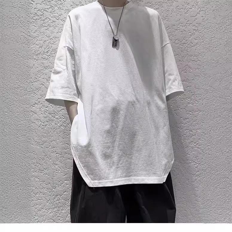 Men's Short-Sleeve Trendy Split T-Shirt, Versatile Loose Fit for Summer