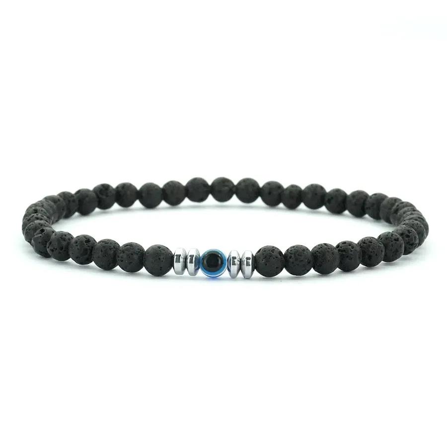 

Простий браслет Око Диявола з Туреччини Чоловічий Жіночий 4 мм Натуральний Бірюзовий Гематит Обсидіан Камінь Еластичний Браслет Медитація Homme Joias