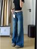 Petite Retro Blue Micro Flare Jeans - Low Waist Slimming Fit