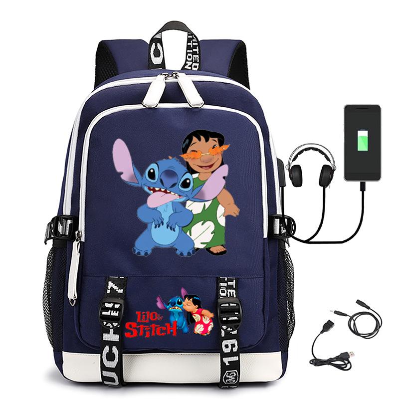 Large Capacity Backpack Printed Student USB School Bag