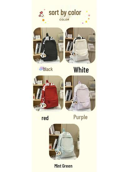 Versatile Letter Print Backpack for Students - Large Capacity for Junior High, High School, University, and Commuting.