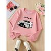 European Size Race Car Speed Design White Sport Crew Neck Fashion Sweatshirt, Autumn and Winter Western Style Top, Children's Long Sleeved