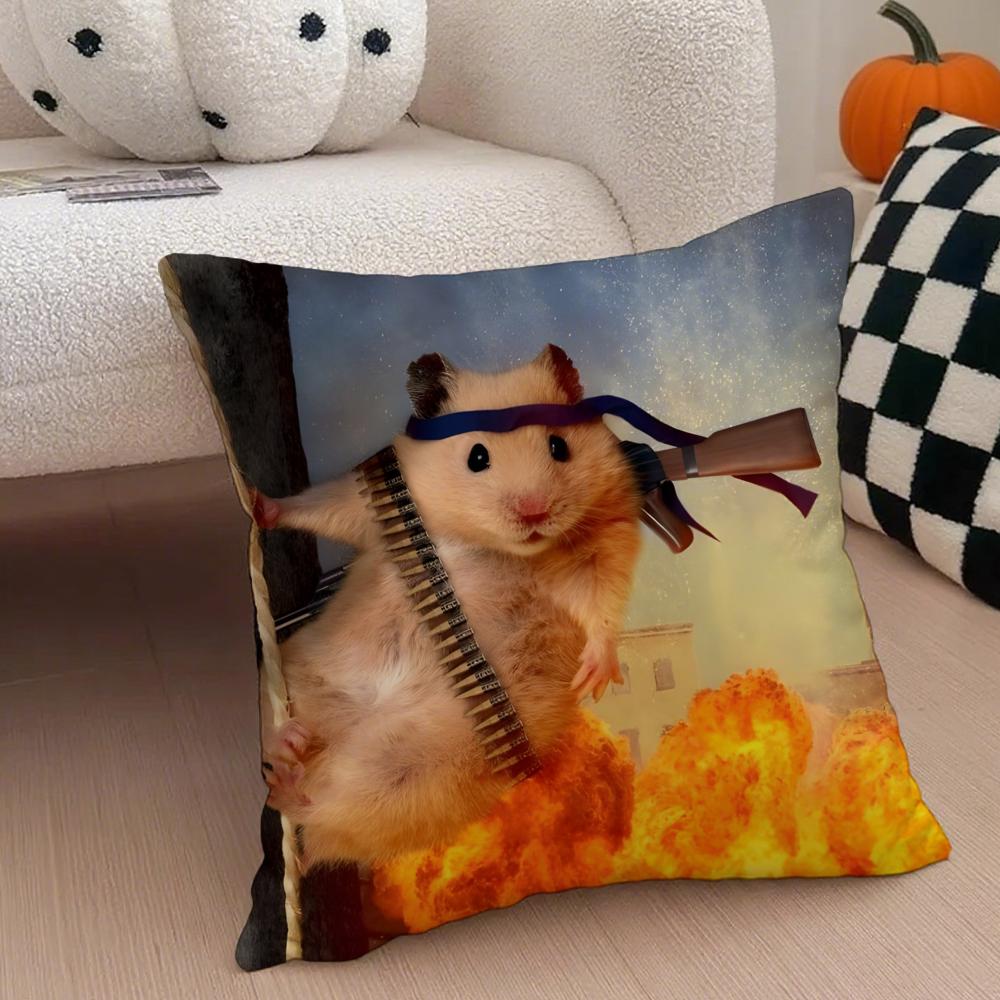 Hilarious Funny Hamster Meme Cute Art Cushion Cover Throw Pillow Cover Hidden Button Durable Polyester Chair Cushion